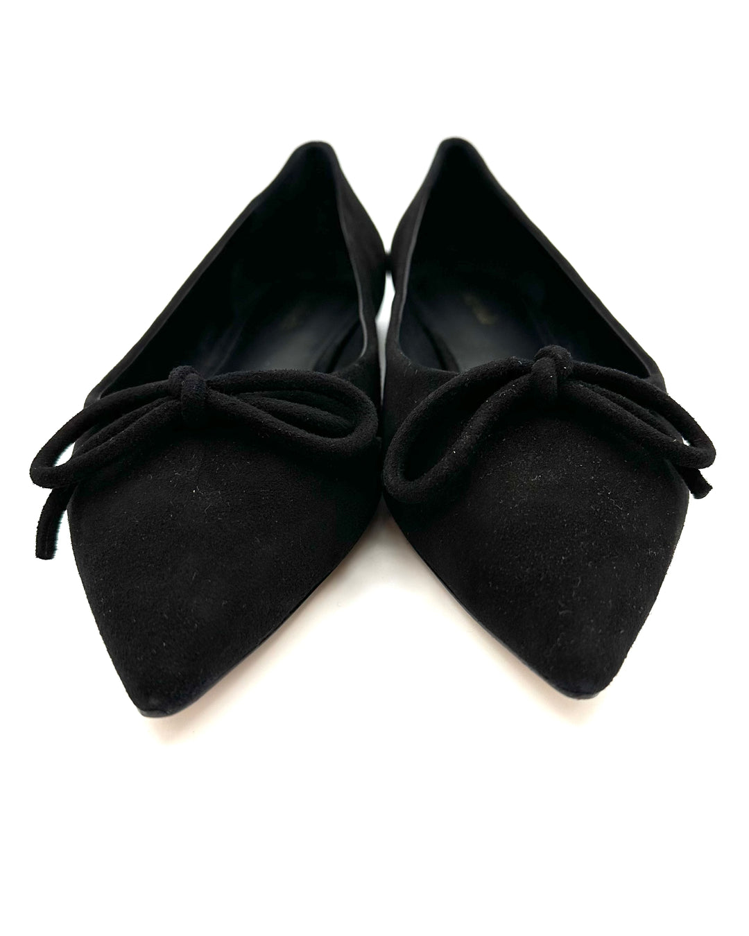 Black Suede Bow Ballet Flat - Size 8