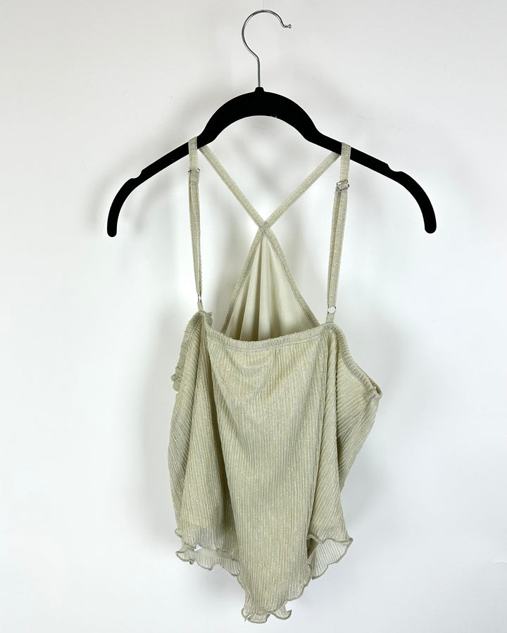 Beige Shimmer Halter Top - Medium and Extra Large