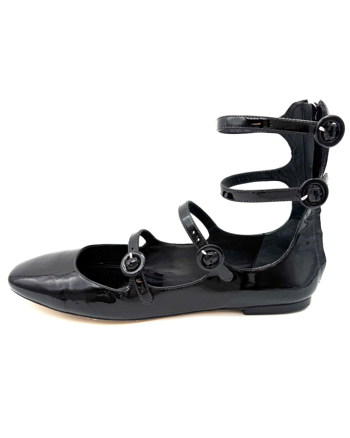 Black Tall Buckle Flat - Size 7 and 11
