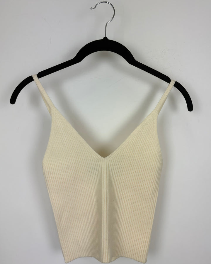 Cream Ribbed Knit Tank Top - Size 00/0 and 0/2