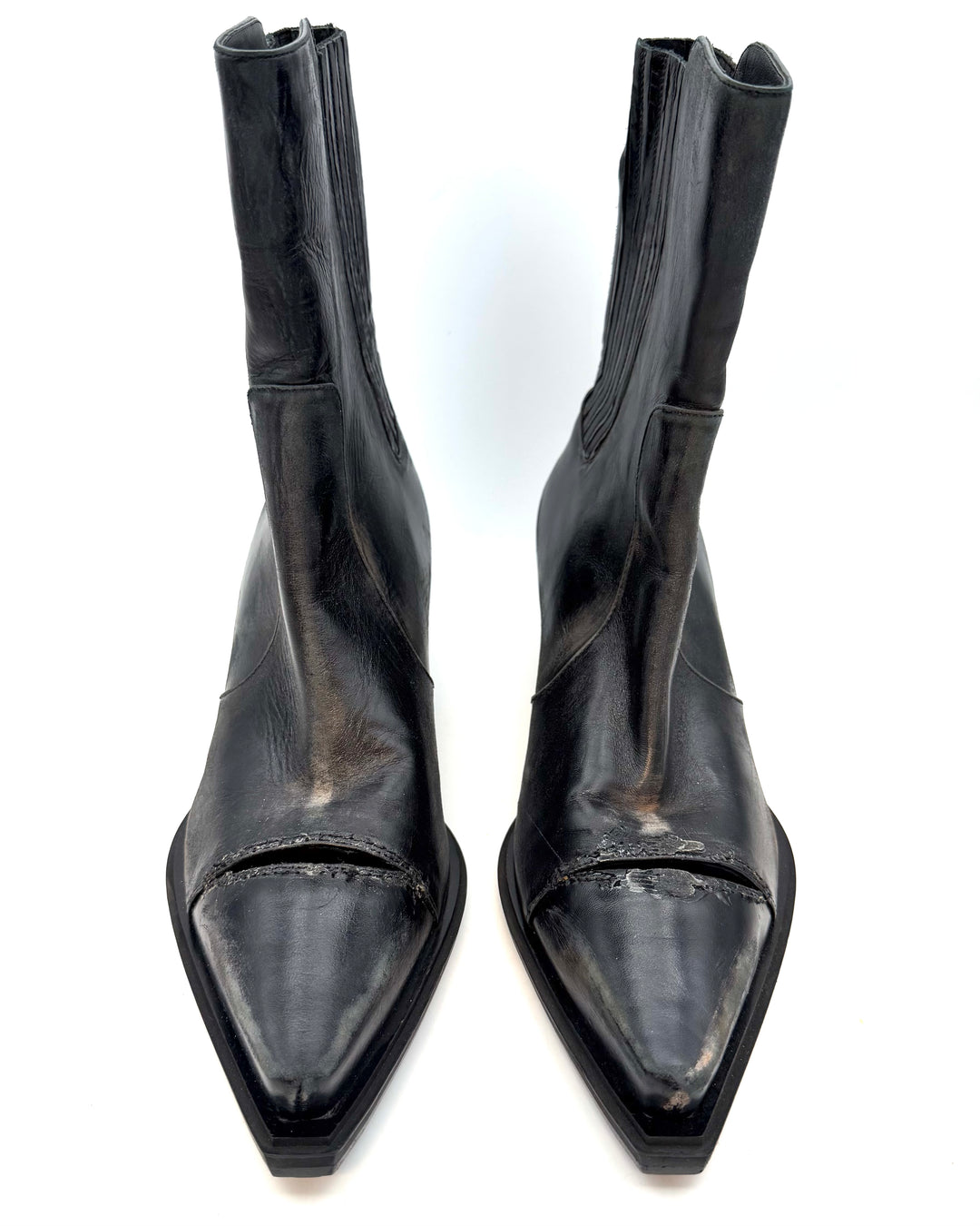 Black Toe Slit Booties - Size 41
