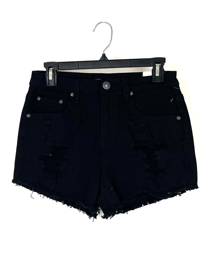 Ripped Black Denim Shorts - Size 2/4