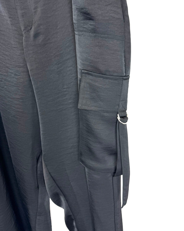 Black Cargo Pants With Silver Details - 18W