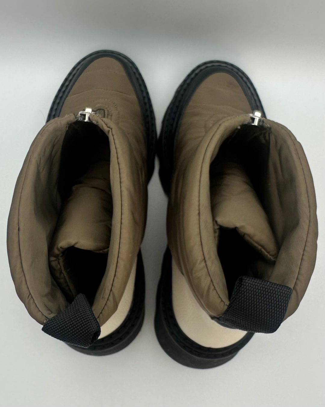 Olive Green Nylon Boots - Size 8 and 9.5