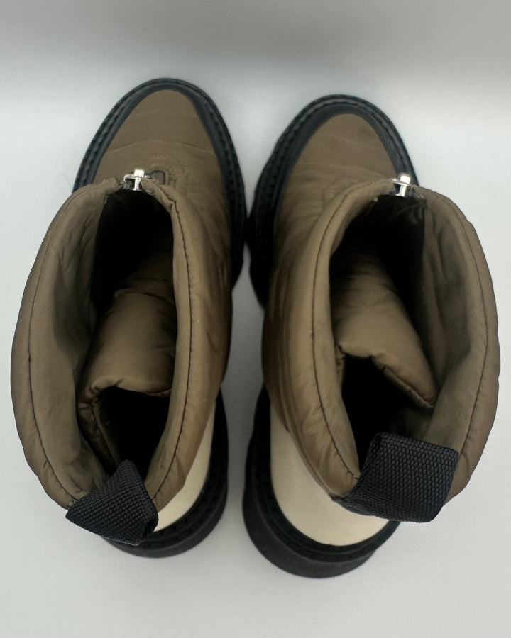 Olive Green Nylon Boots - Size 8 and 9.5