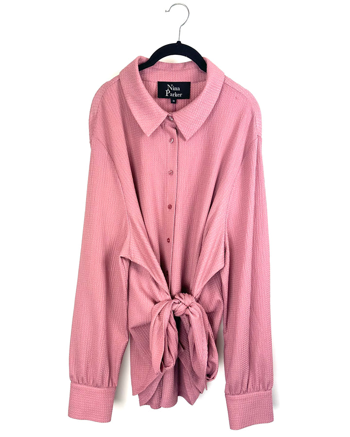 Light Pink Waffle Knit Blouse - Size 2x