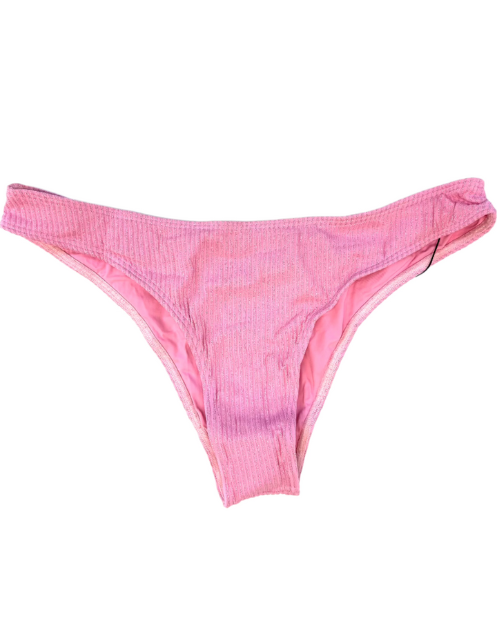 Pink Metallic Mid Rise Bikini Bottom - M, L, XL, XXL