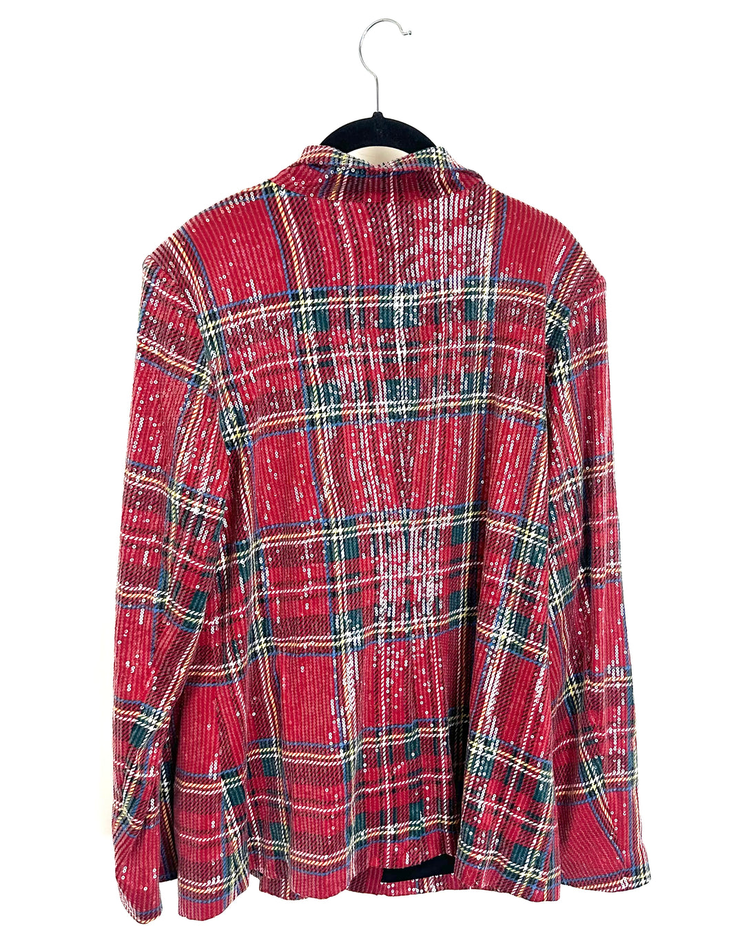 Red Holiday Sequin Plaid Blazer - Size 6/8