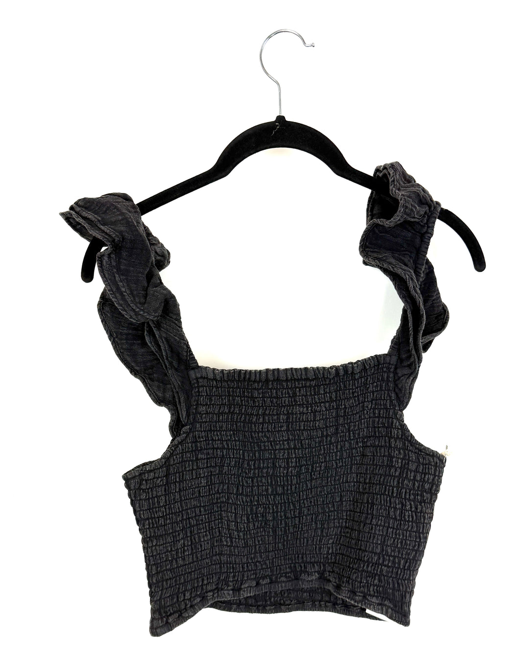 Smocked Ruffle Sleeve Black Tank - Size 4/6