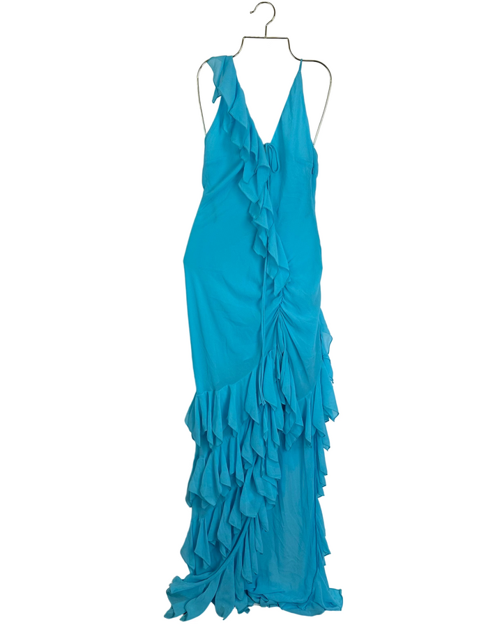NBD Bright Blue Ruffle Dress - Small