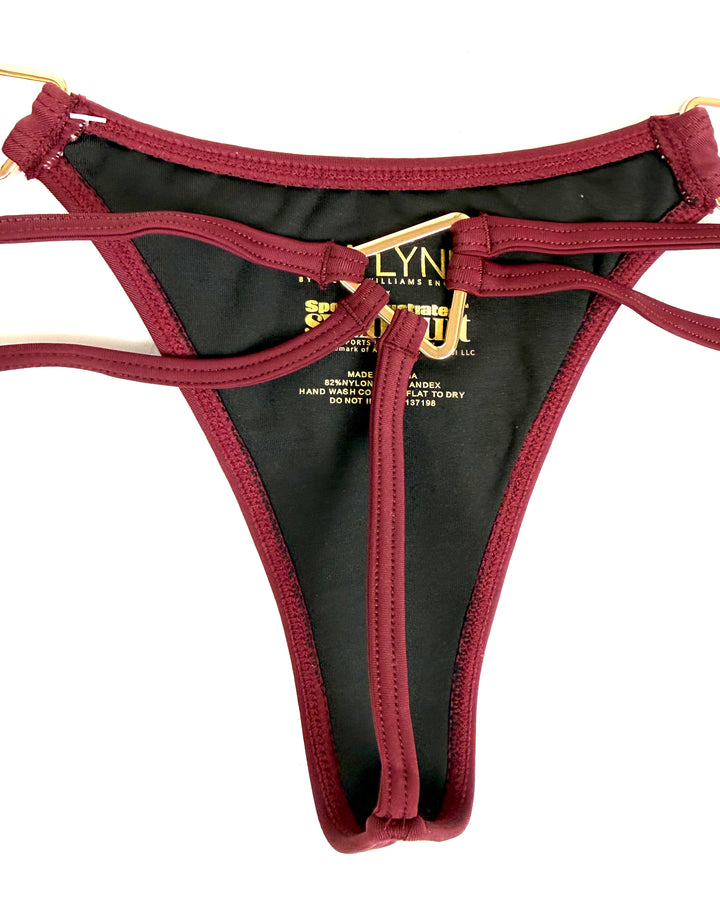 Red Wine Thong Bikini Bottom - XS - XXXL