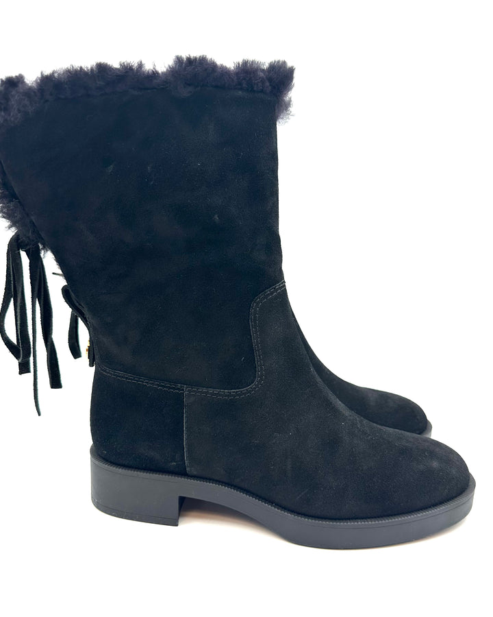 Black Suede Fold Over Booties - Size 6.5