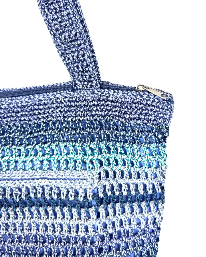 Blue Crochet Tote Bag