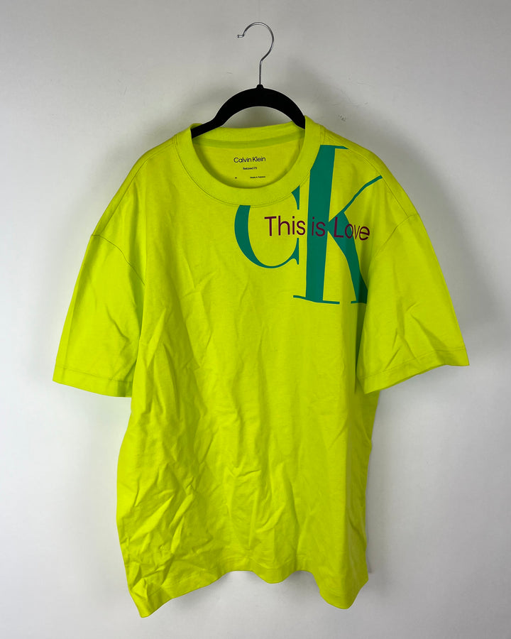 MENS Lime This Is Love Short Sleeve T-Shirt - Medium