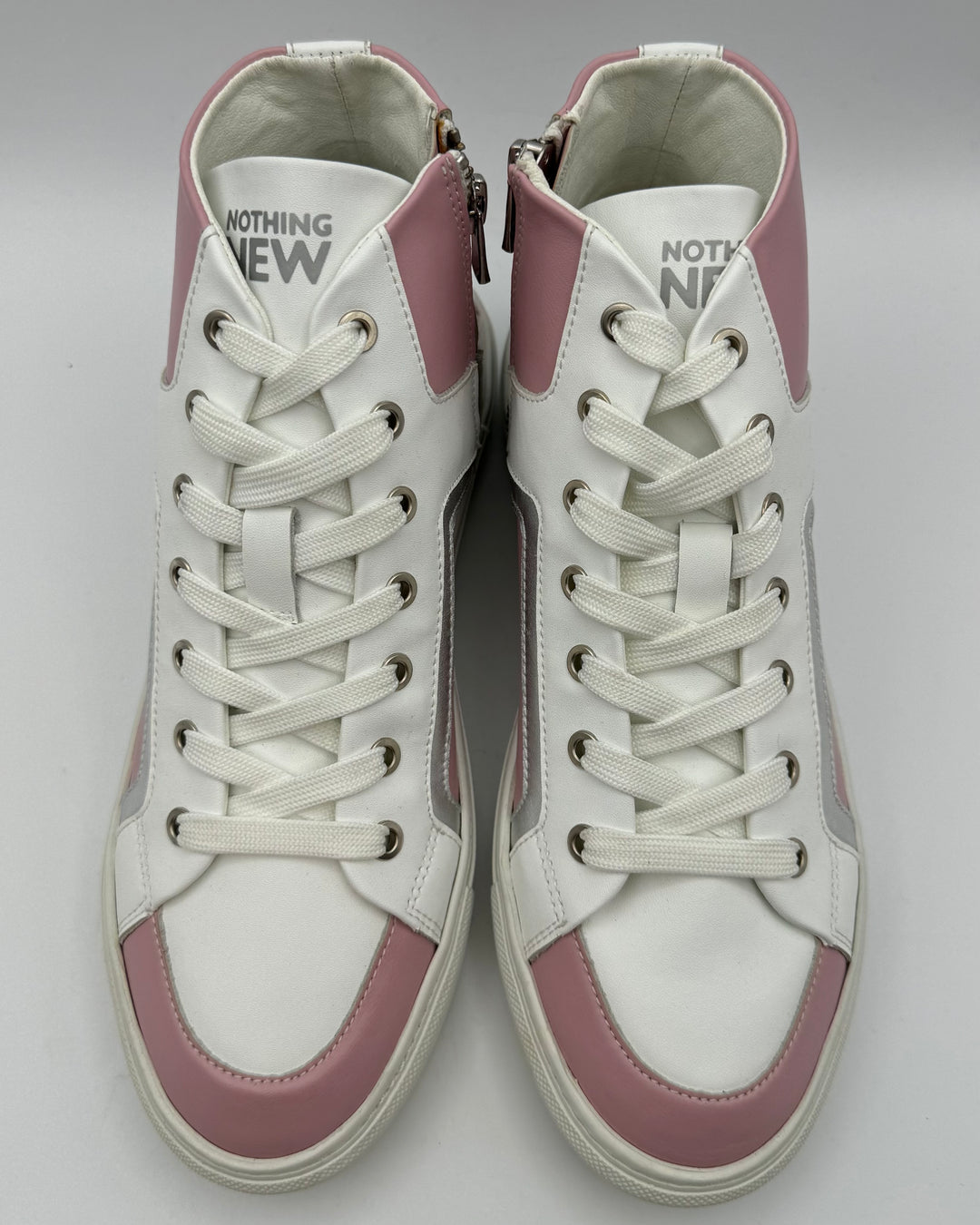 Pink And White Leather High Top Sneakers - Size 6 and 8