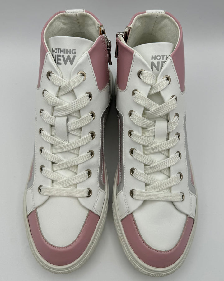 Pink And White Leather High Top Sneakers - Size 6 and 8