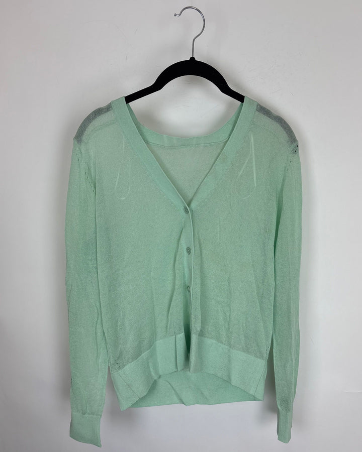 Mint Green Sheer Long Sleeve Cardigan - Size 4/6