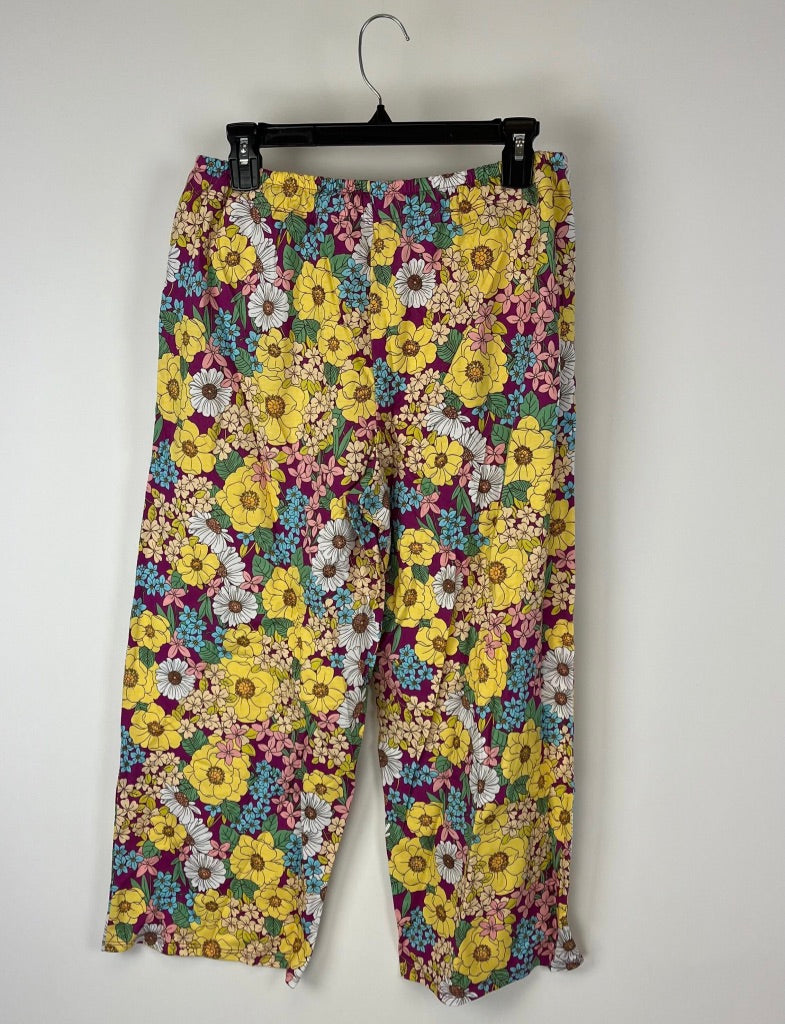 Purple Floral Lounge Pants - Size 6-8