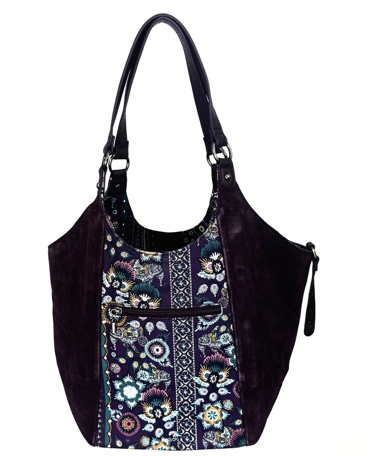 Purple Suede Abstract Tote