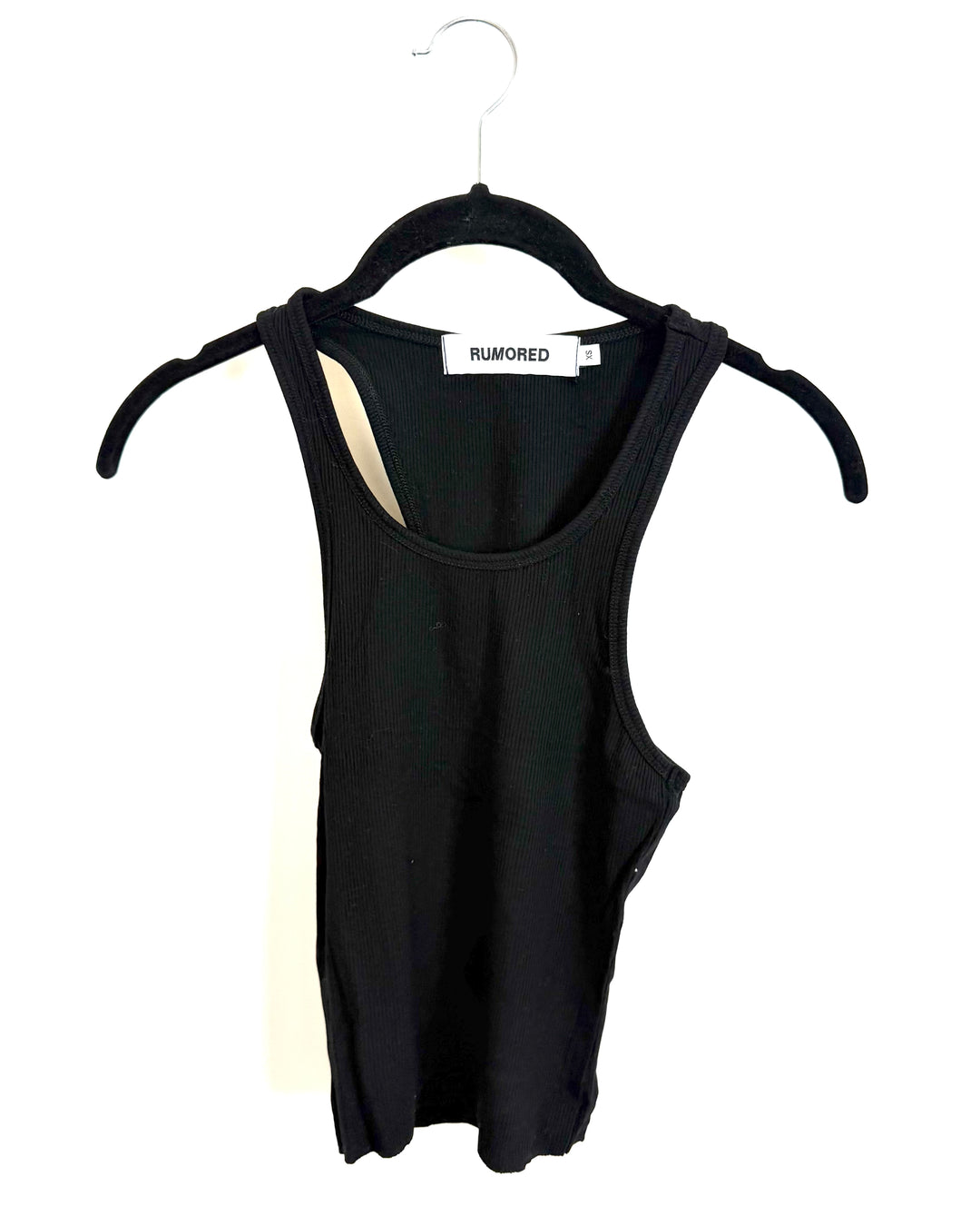 Black Ribbed Tank Top - Size 00/0