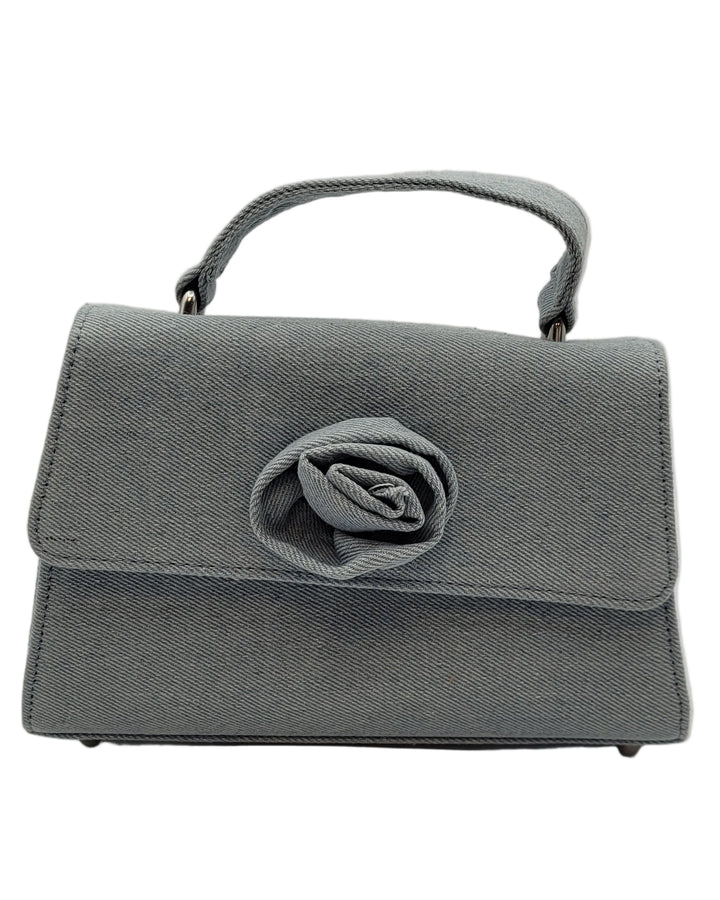 Blue Denim Bag With 3D Flower
