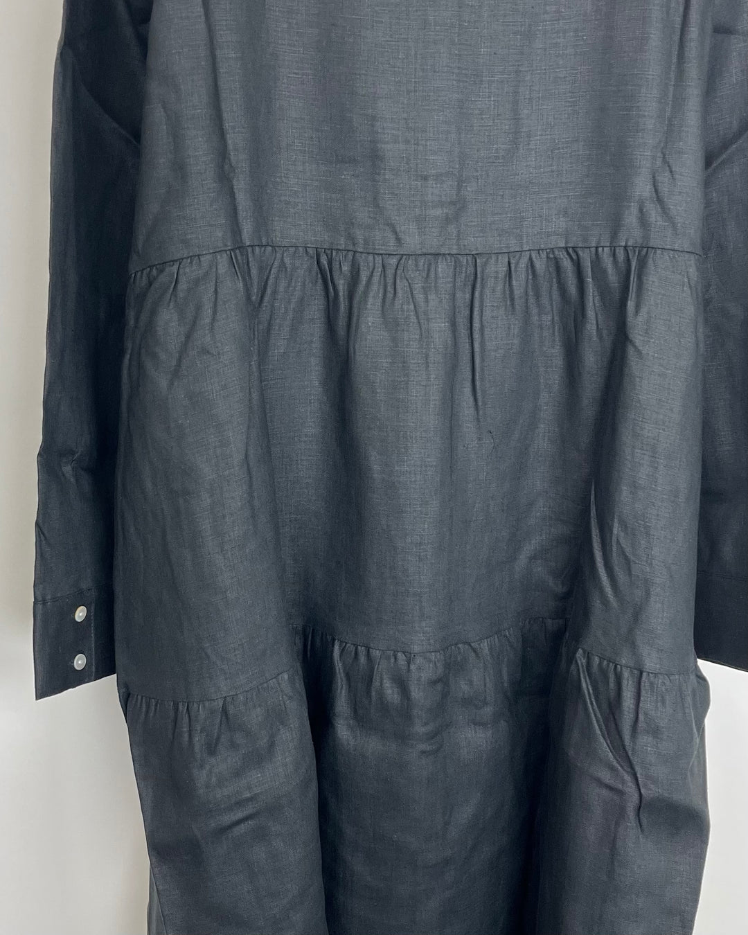 Jet Black Long Linen Dress - XS, S, M, L, XL