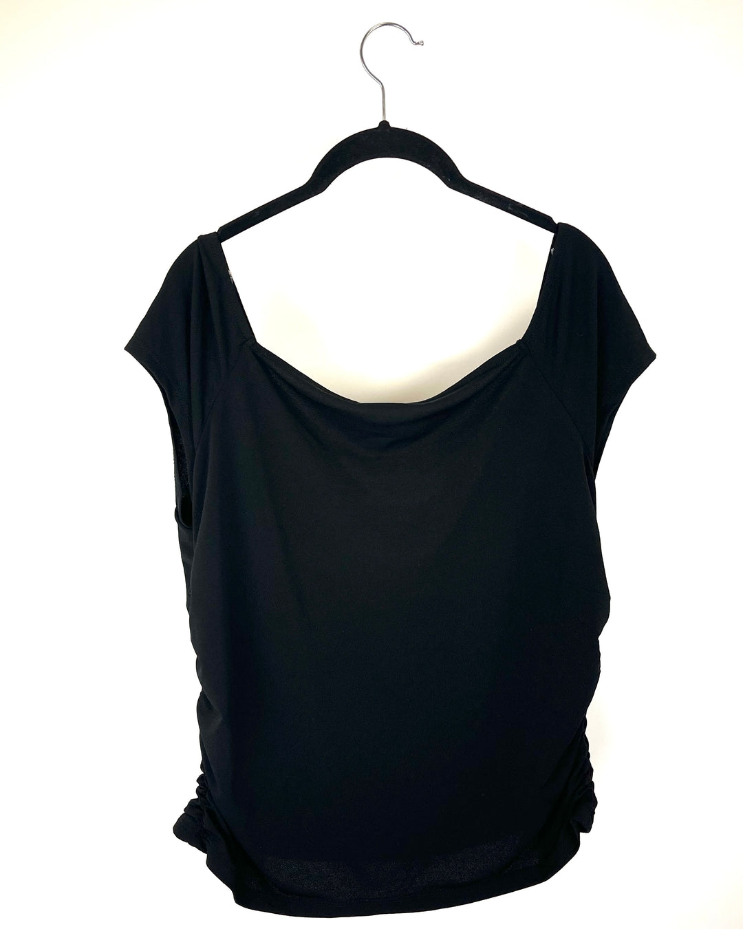 Black Ruched Short Sleeve Top - 1X