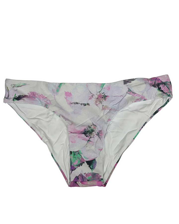 Purple Floral and White Reversible Classic Bikini Bottom - XS, S, M, L, XL