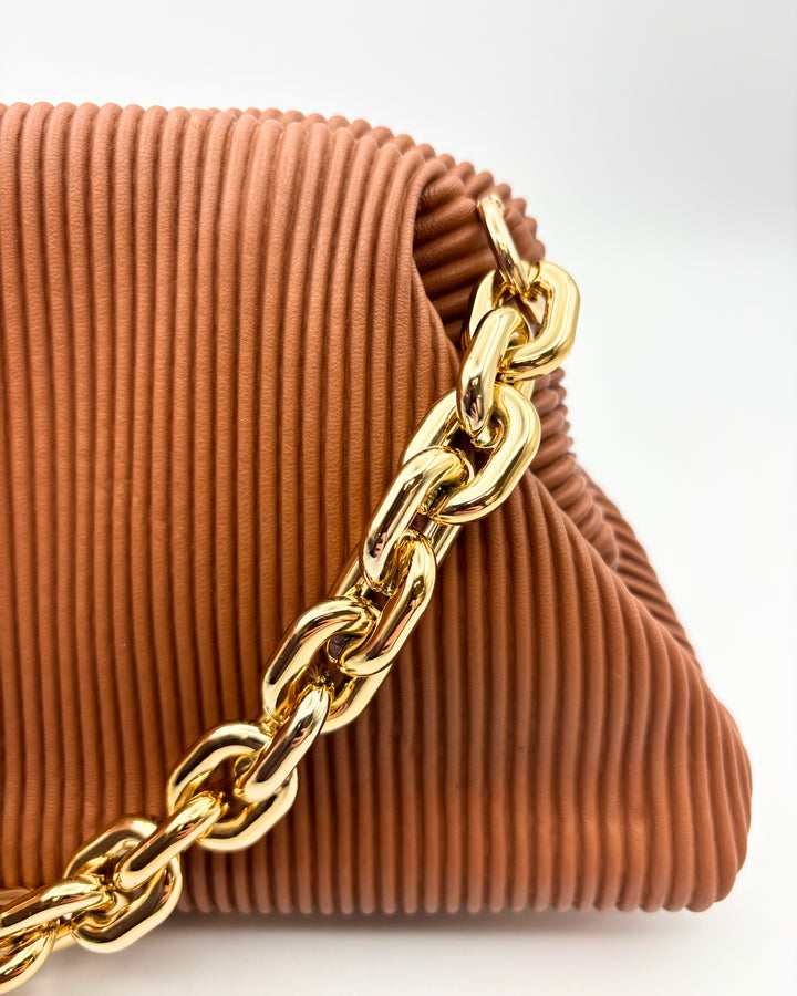 Brown Textured Shoulder Bag