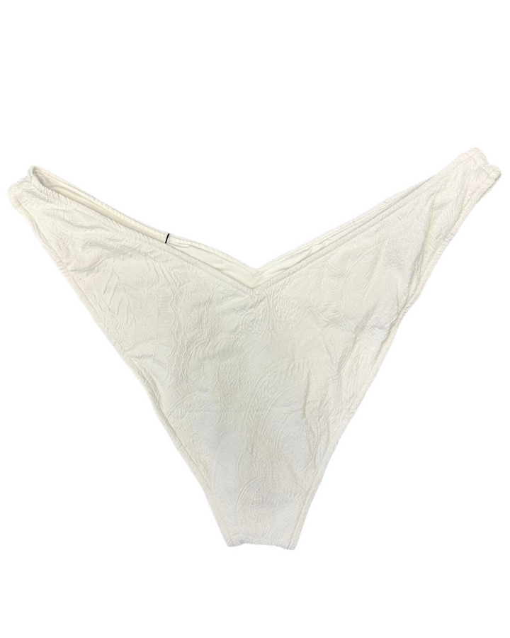 White Embossed High Cut And Cheeky Bikini Bottom - Extra Large and Extra Extra Large