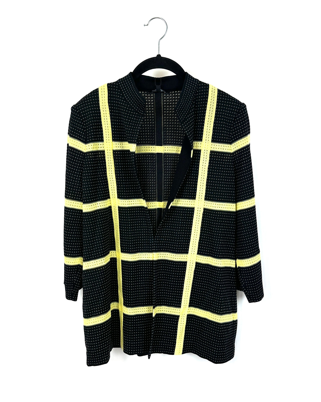 Black And Yellow Plaid Cardigan - Size 2-4