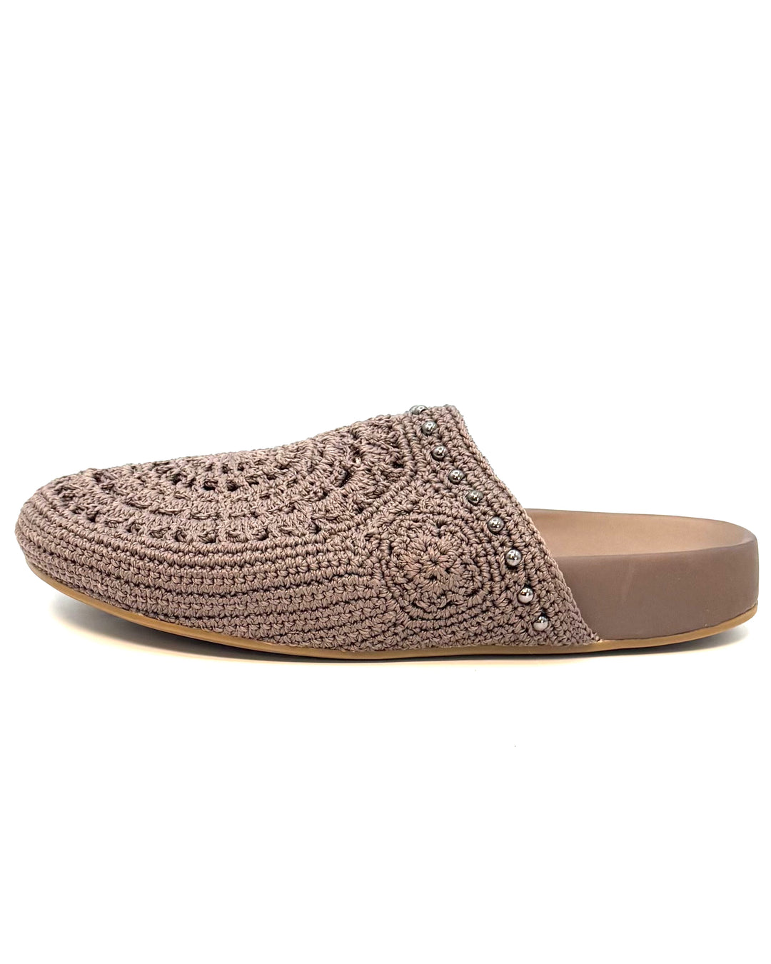 Brown Crochet & Bronze Clogs - Size 8