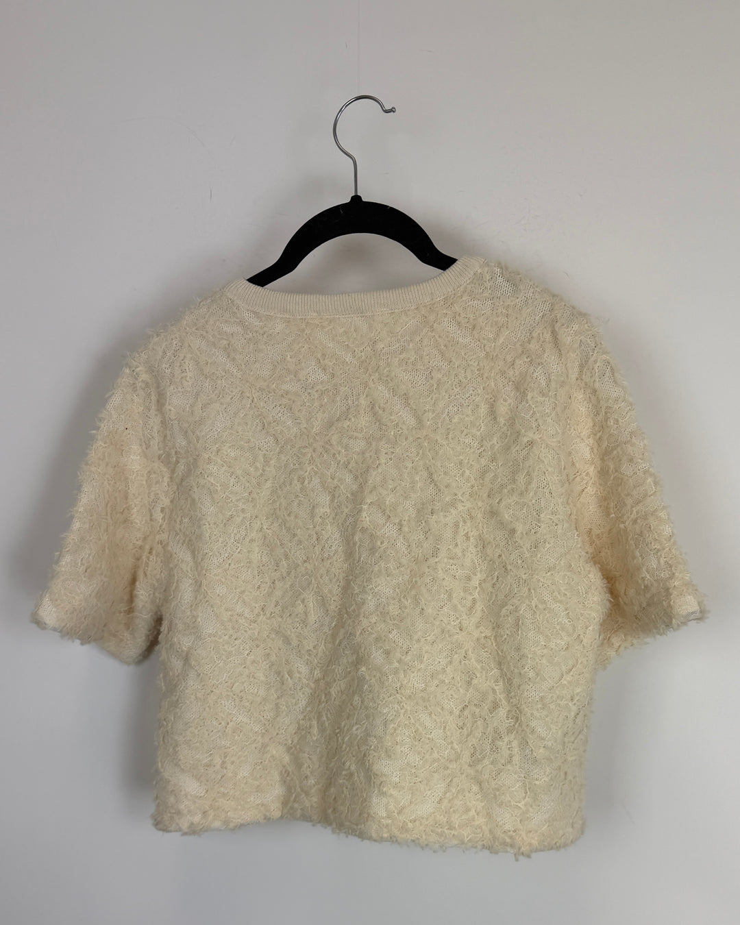 Cream Short Sleeve Shaggy Cardigan - Size 2/4