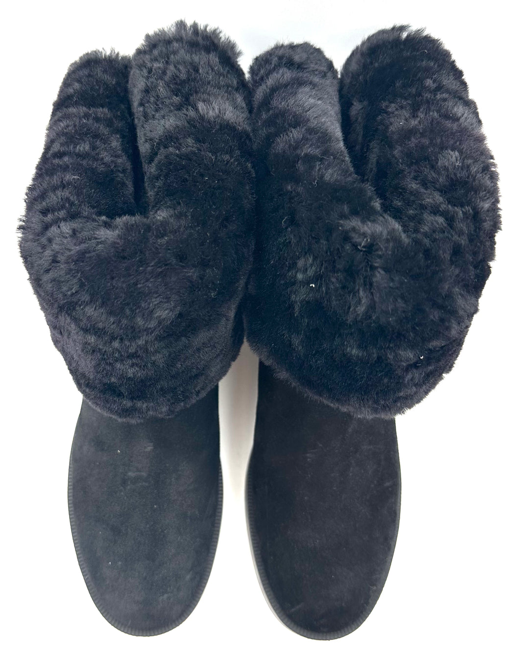 Black Suede Fold Over Booties - Size 6.5