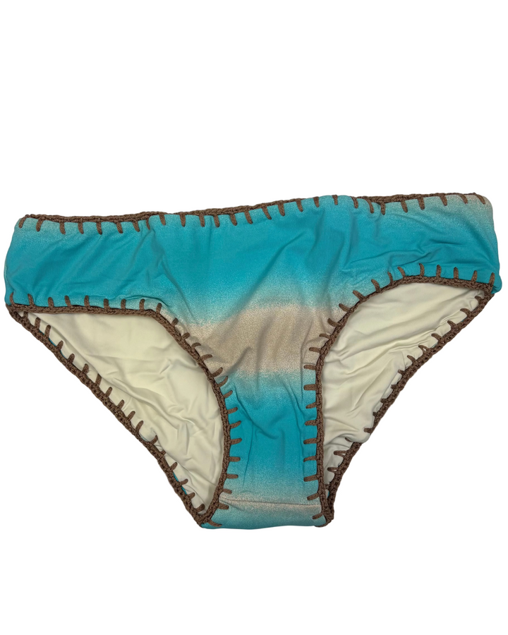 Sky Blue and Ivory Reversible Crochet Classic Bikini Bottom - XS, S, M, XL