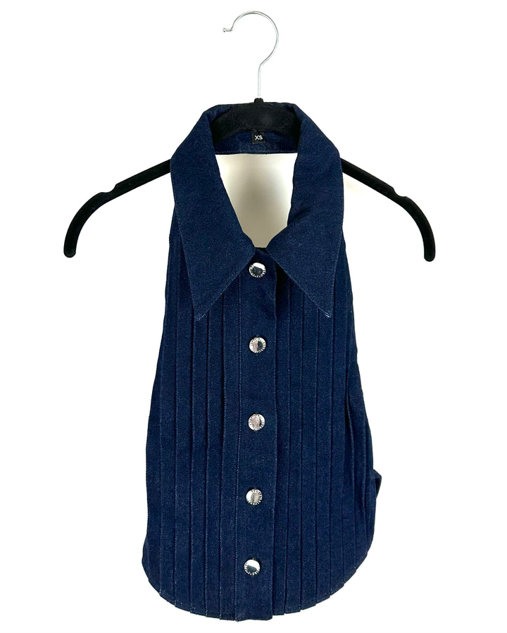 Retrofete Denim Halter Top - Extra Small