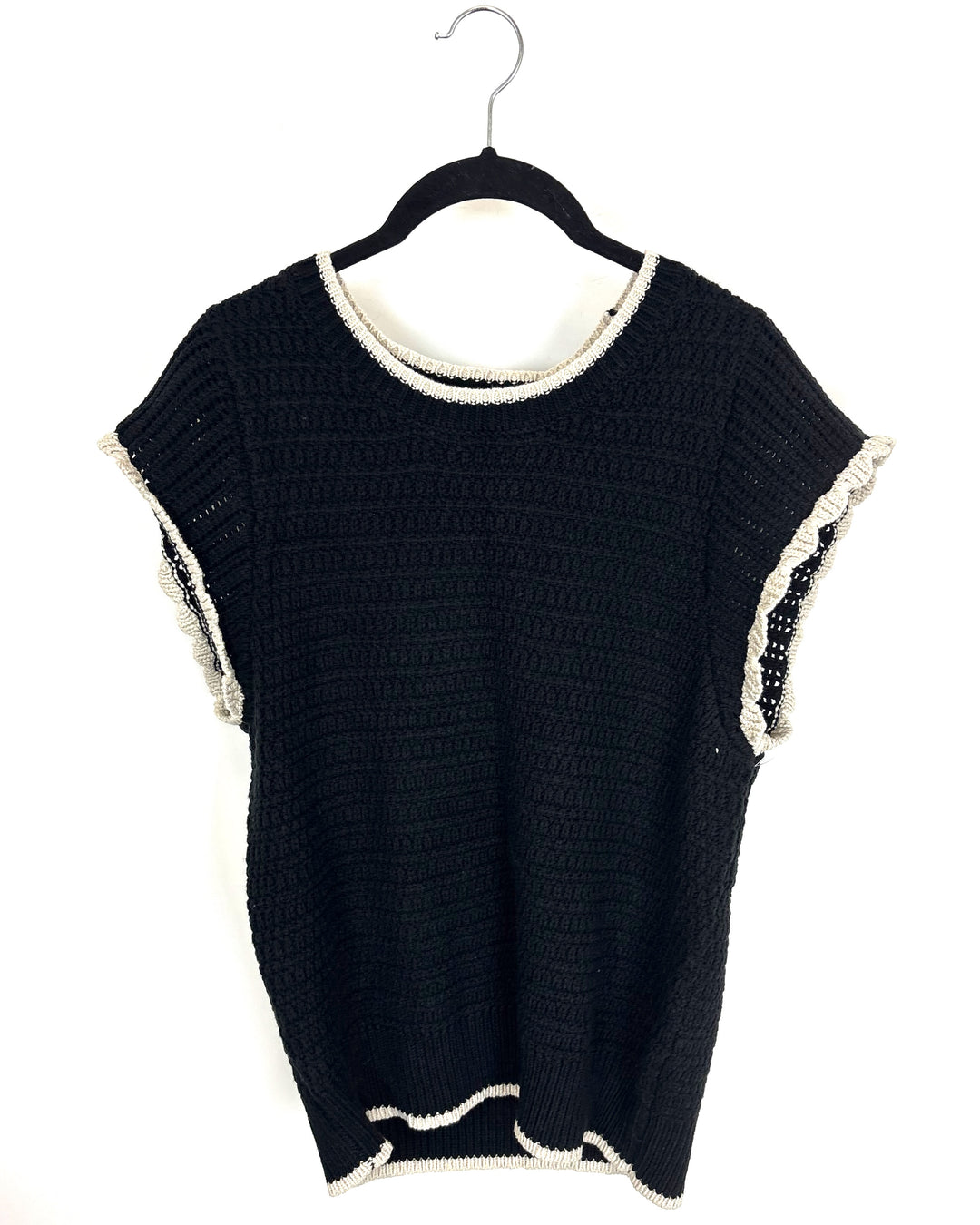 Black and White Short Sleeve Sweater - Size 8/10