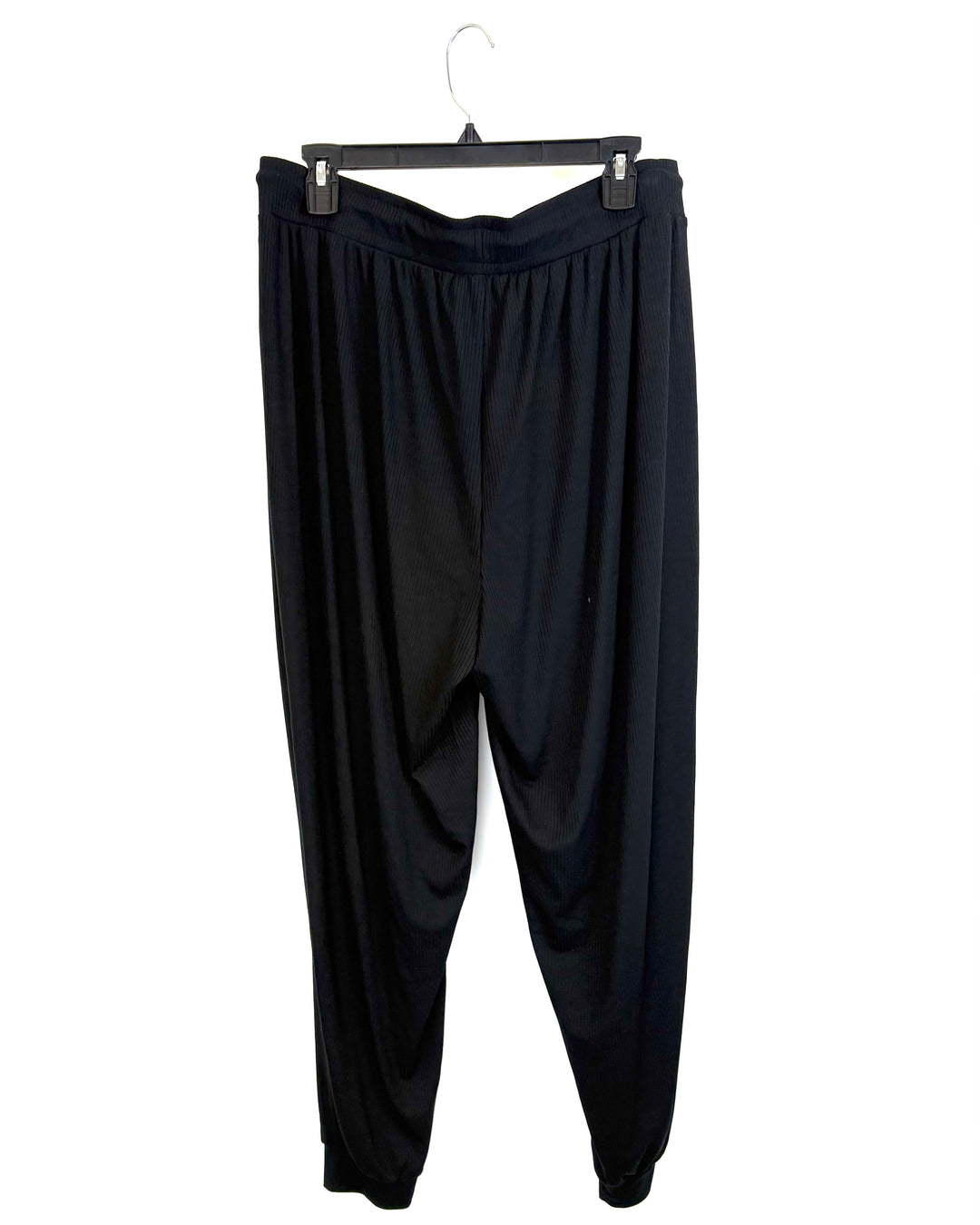 Black Ribbed Jogger Pants - 1X