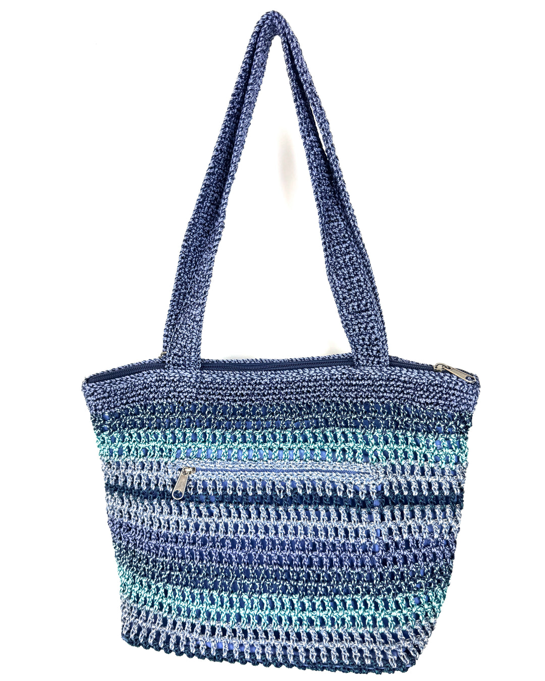 Blue Crochet Tote Bag