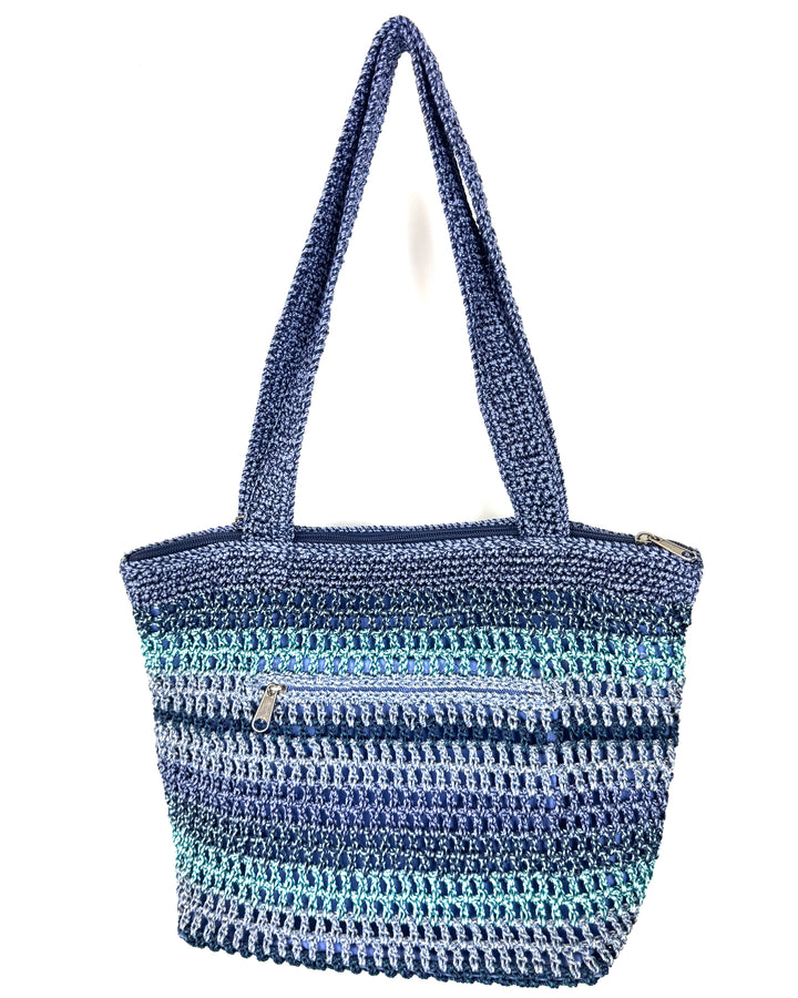 Blue Crochet Tote Bag