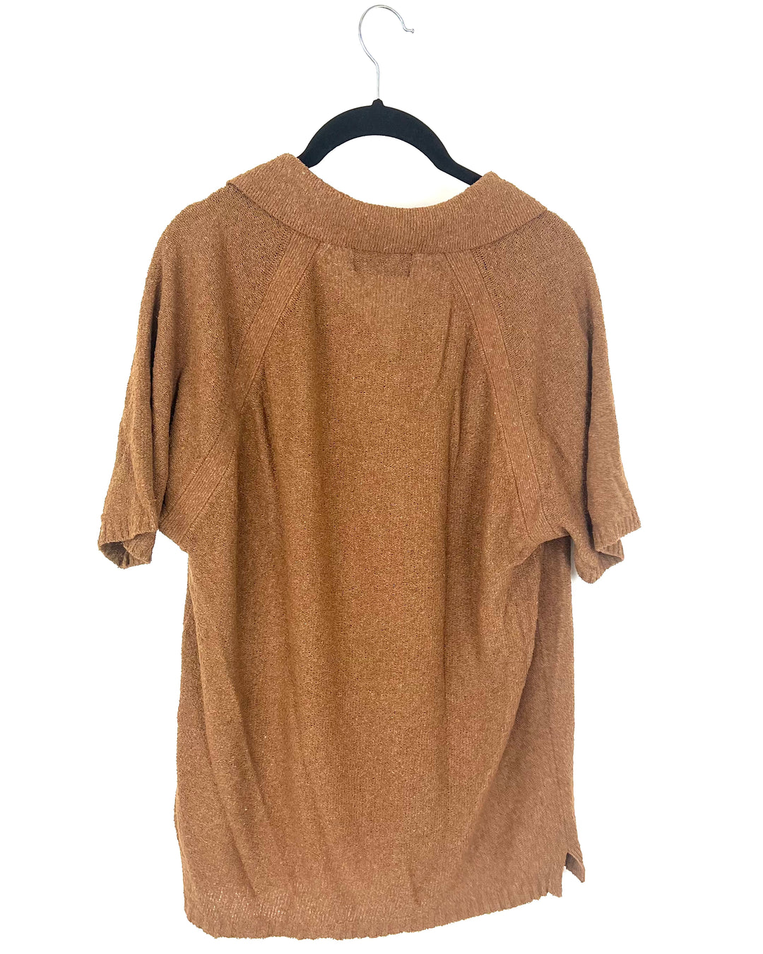 MENS Brown Short Sleeve Collared Shirt - Small