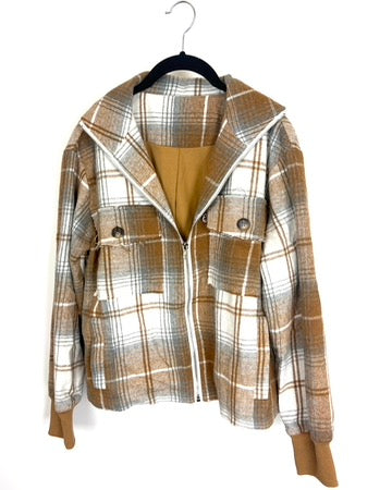 Brown Plaid Jacket – Size 4/6