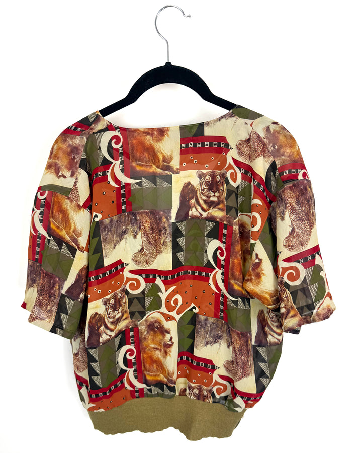 Wild Animal Print Blouse - Size 4/6