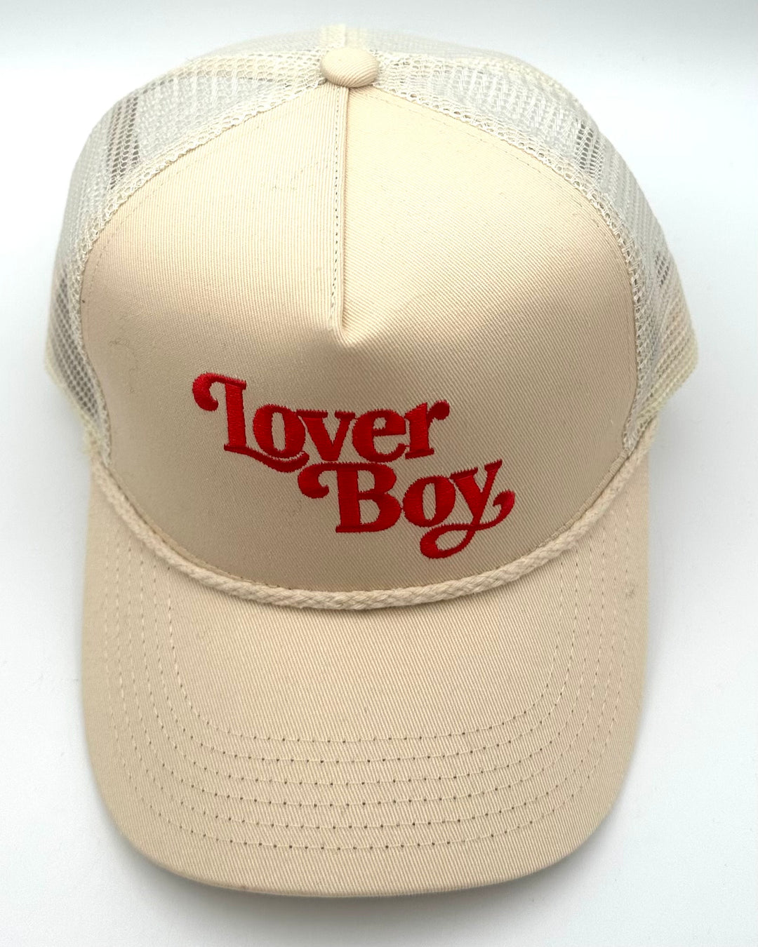 Loverboy Ivory and Red Trucker Hat