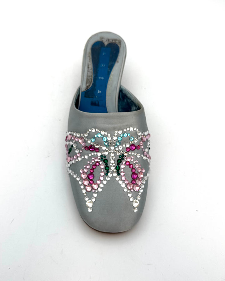 Rhinestone Butterfly Embellished Mules - Size 39