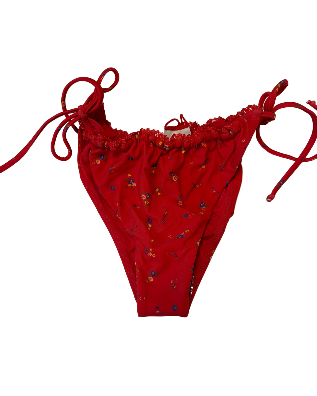 Red floral tie bottoms - XS
