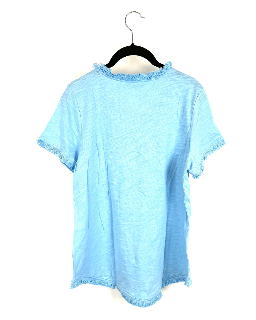 Baby Blue Short Sleeve Fringe Top - Size 6/8