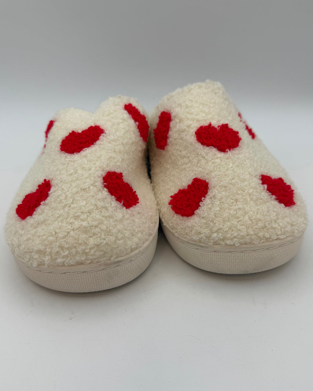 Fuzzy Heart Slippers - Size 7