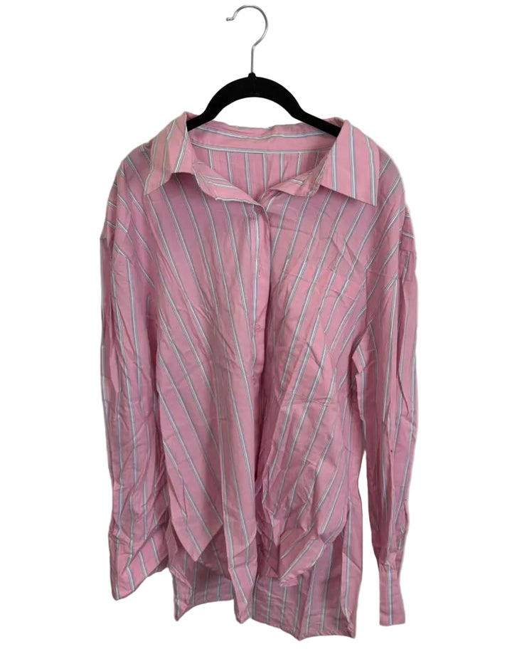 Pink & Blue Striped Blouse - Size 6/8