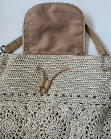 Beige Crochet Backpack